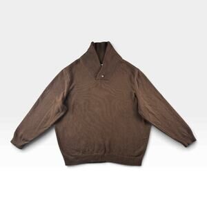Oak Hill Mens 3XLT Shawl Collar Sweater Brown 100% Cotton Big Tall Pullover